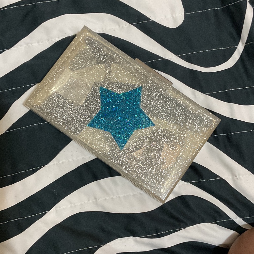 Girls Glittery Silver Clutch with Blue Star